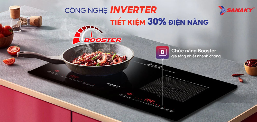 Bếp Điện Từ Đôi Sanaky VH4101HY trang bị chức năng Booster