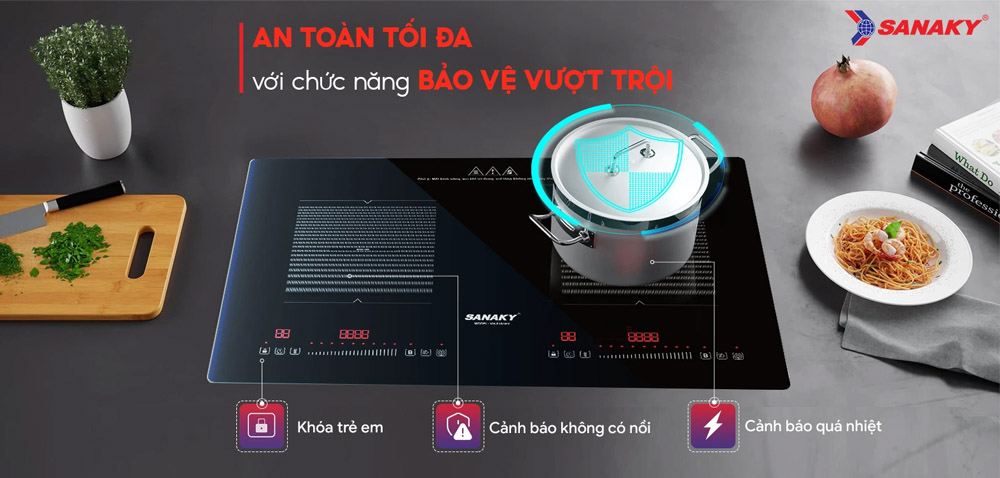 Bếp Điện Từ Đôi Sanaky VH4101HY mang đến sự an tâm khi nấu 