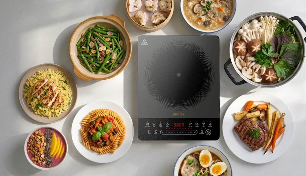 Bếp Từ Đơn Philips HD5850/90 hoạt động với công suất 2000W