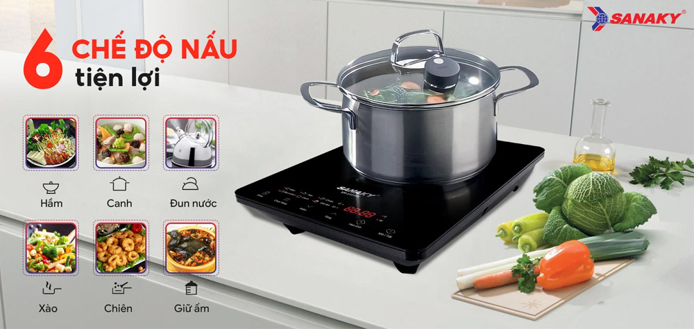 Bếp Điện Từ Đơn Sanaky VH-3101HY hỗ trợ chế biến đa dạng món ăn 