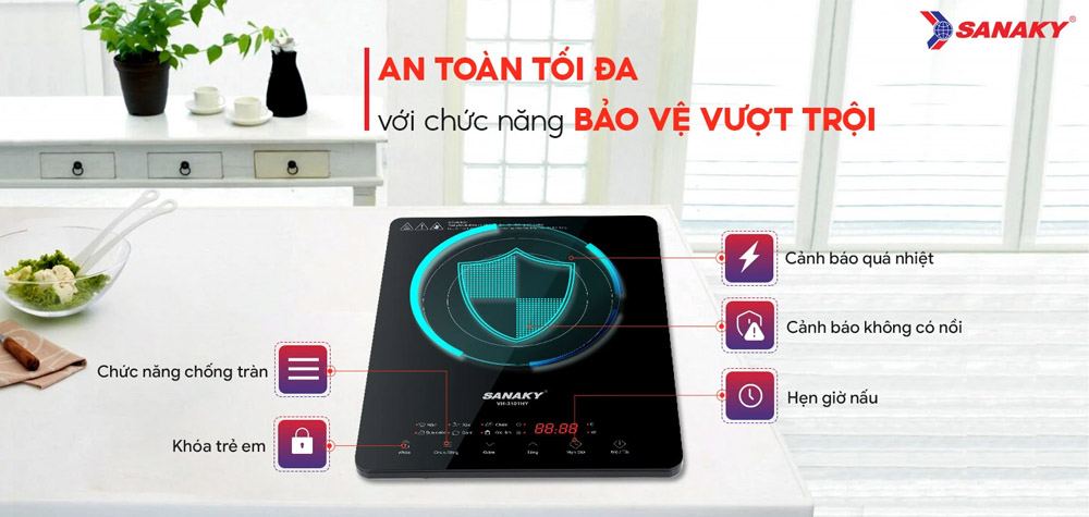 Bếp Từ Đơn Sanaky VH-3101HY 2000W đảm bảo an toàn khi sử dụng 