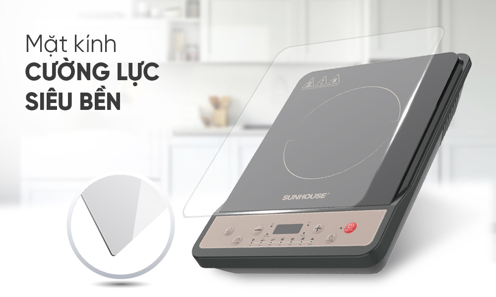 Bếp Từ Đơn Sunhouse SHD6156MT có mặt bếp được phủ kính cường lực