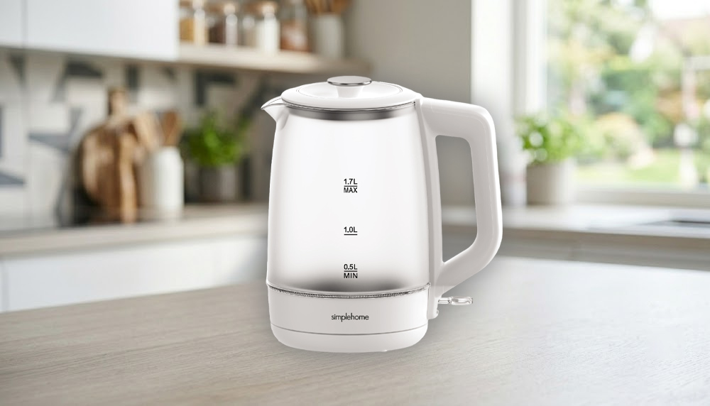 Bình Đun Siêu Tốc Thủy Tinh Simplehome G1318 có dung tích 1.7 lít