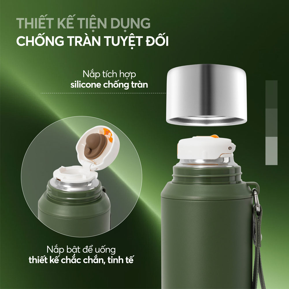 Bình Giữ Nhiệt Inox 316 Elmich EL1508DG có thiết kế nắp bật dễ uống