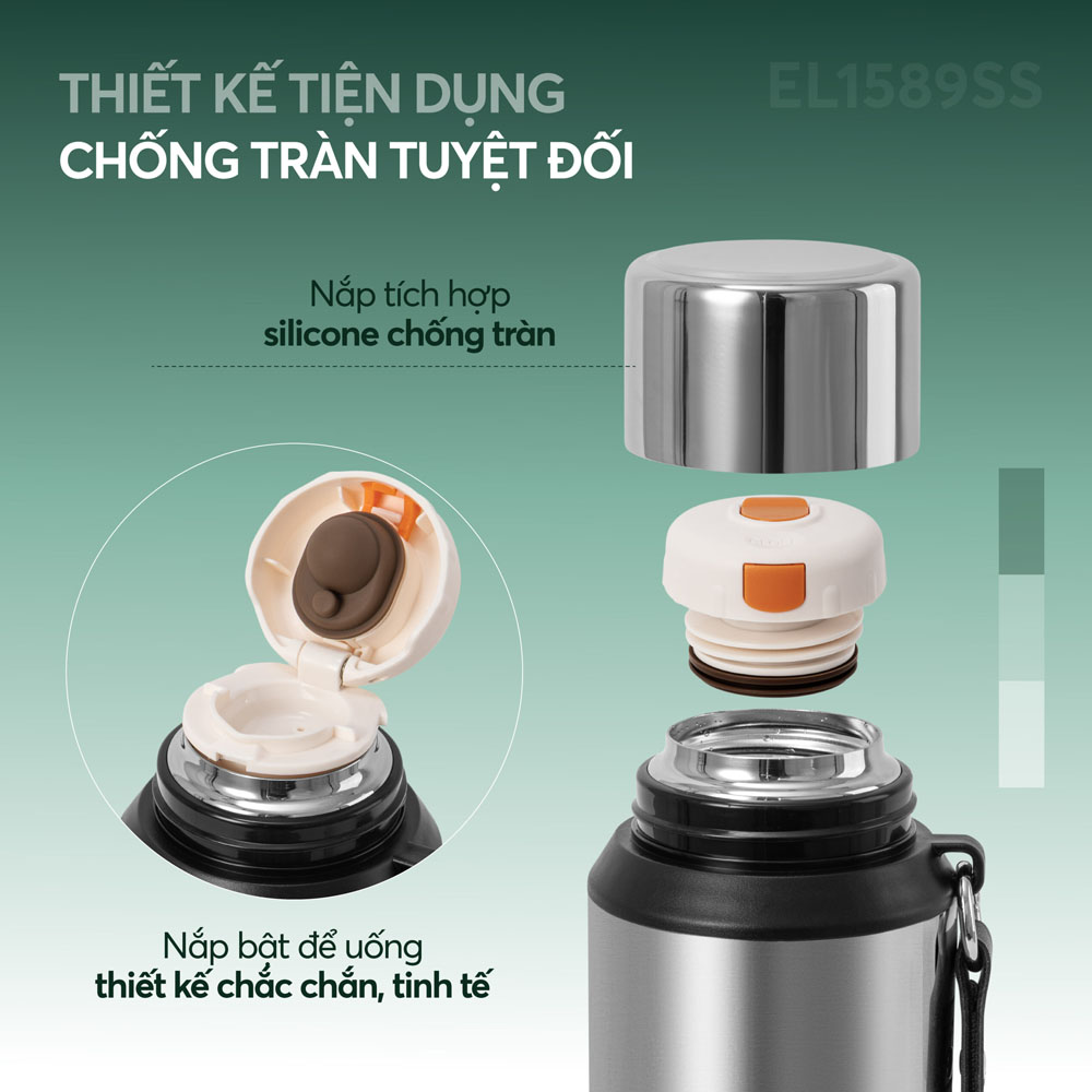 Bình Giữ Nhiệt Inox 316 Elmich EL1589SS 950ml có nắp trong bằng nhựa