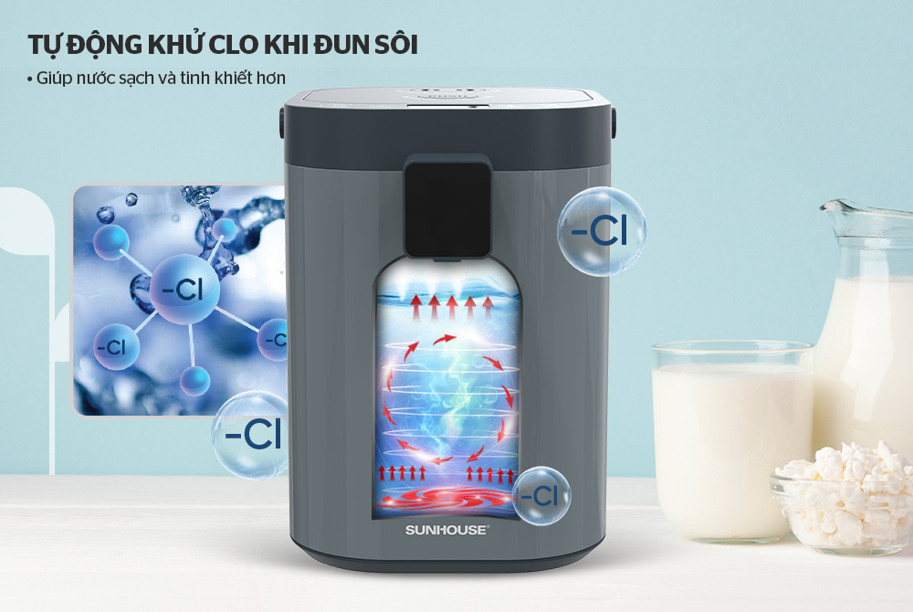 Chức năng tự động khử Clo khi đun sôi góp phần cải thiện chất lượng nước