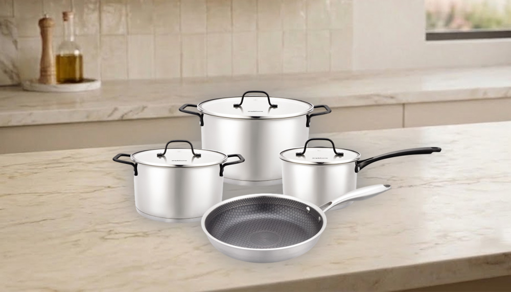 Bộ Nồi Chảo Inox 5 Đáy Simplehome RW12683-7 có thiết kế hiện đại