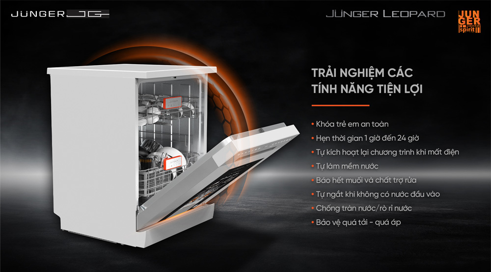 Tính năng tiện lợi máy rửa bát Junger DWJ-140