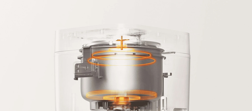 Cảm biến nhiệt độ bên trên và bên dưới liên tục theo dõi nhiệt độ khi nấu 