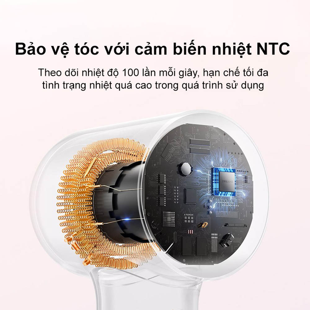 Máy Sấy Tóc Dreame Mini AHG11A Tím trang bị cảm biến NTC