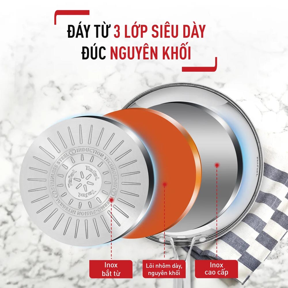 Đáy thép bắt từ 3 lớp dày dặn, truyền nhiệt nhanh