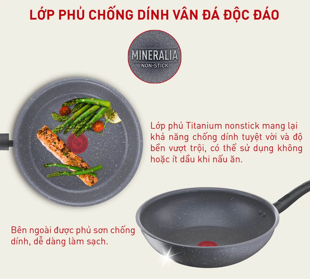 Lớp chống dính Titanium an toàn, không chứa hợp chất PFOA