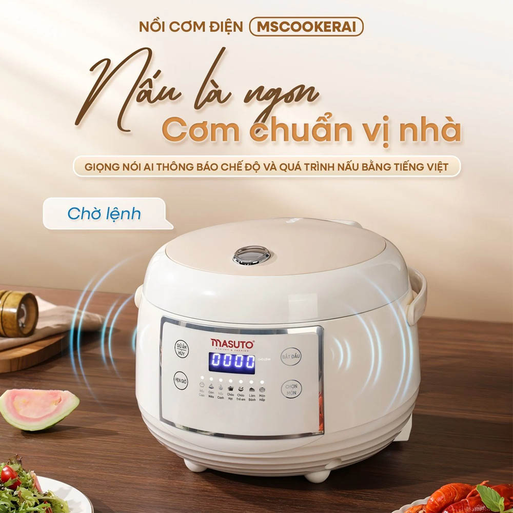 Nồi Cơm Điện Masuto MSCookerAI tích hợp chip xử lý giọng nói Masuto Voice AI