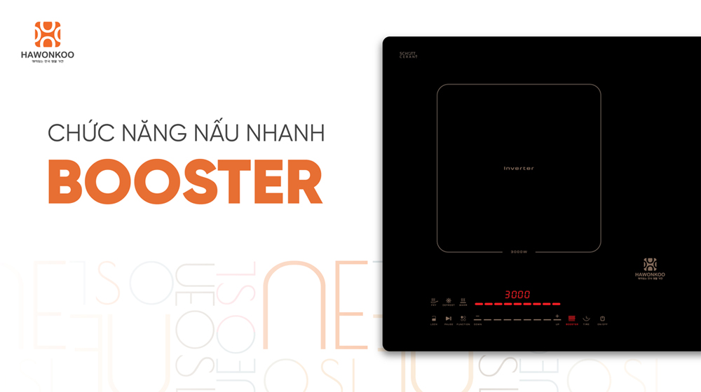 Bếp Từ Đôi Hawonkoo CEH-299-Inverter 5400W tích hợp chức năng Booster