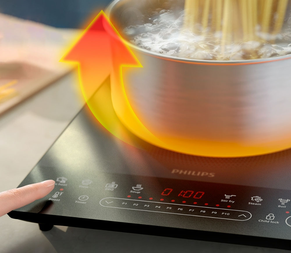 Bếp Từ Đơn Philips HD5850/90 tích hợp chức năng Tăng cường