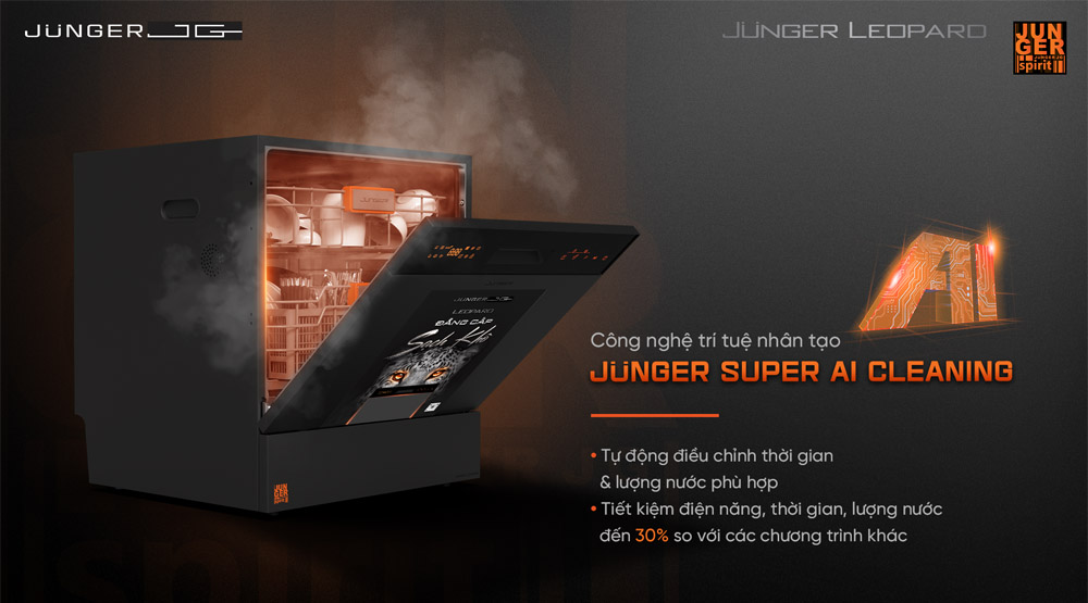 Junger Super AI Cleaning tự động nhận diện mức độ bẩn bát đĩa