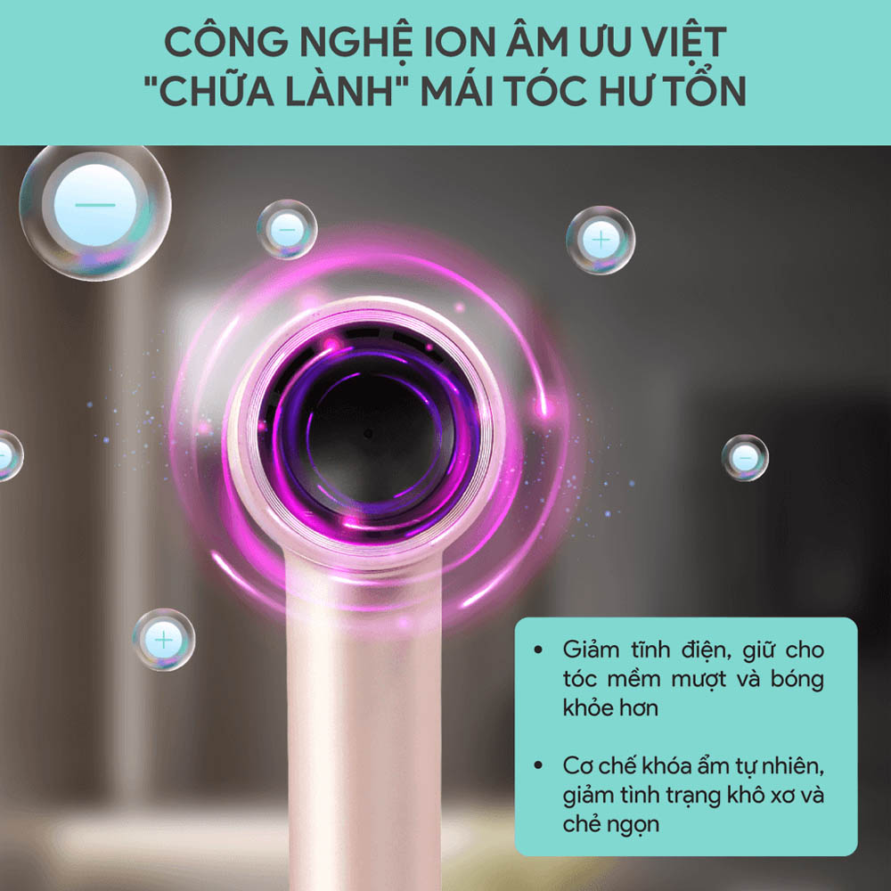 Máy Sấy Tóc Tốc Độ Cao BlueStone HDB-1975 sử dụng công nghệ ion âm