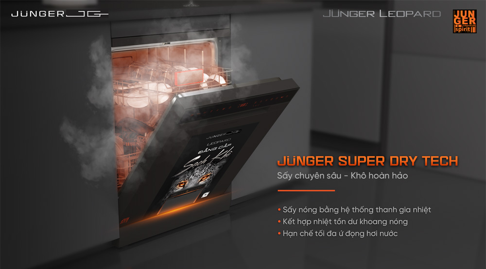 Công nghệ sấy nóng Junger Super Dry Tech giúp tăng cường hiệu quả làm khô
