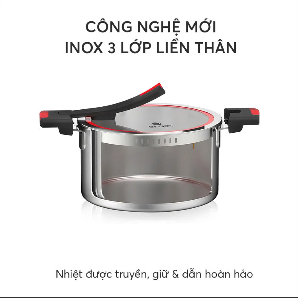 Bộ Nồi Elmich Milano EL-8093 ứng dụng công nghệ mới inox 3 lớp liền thân