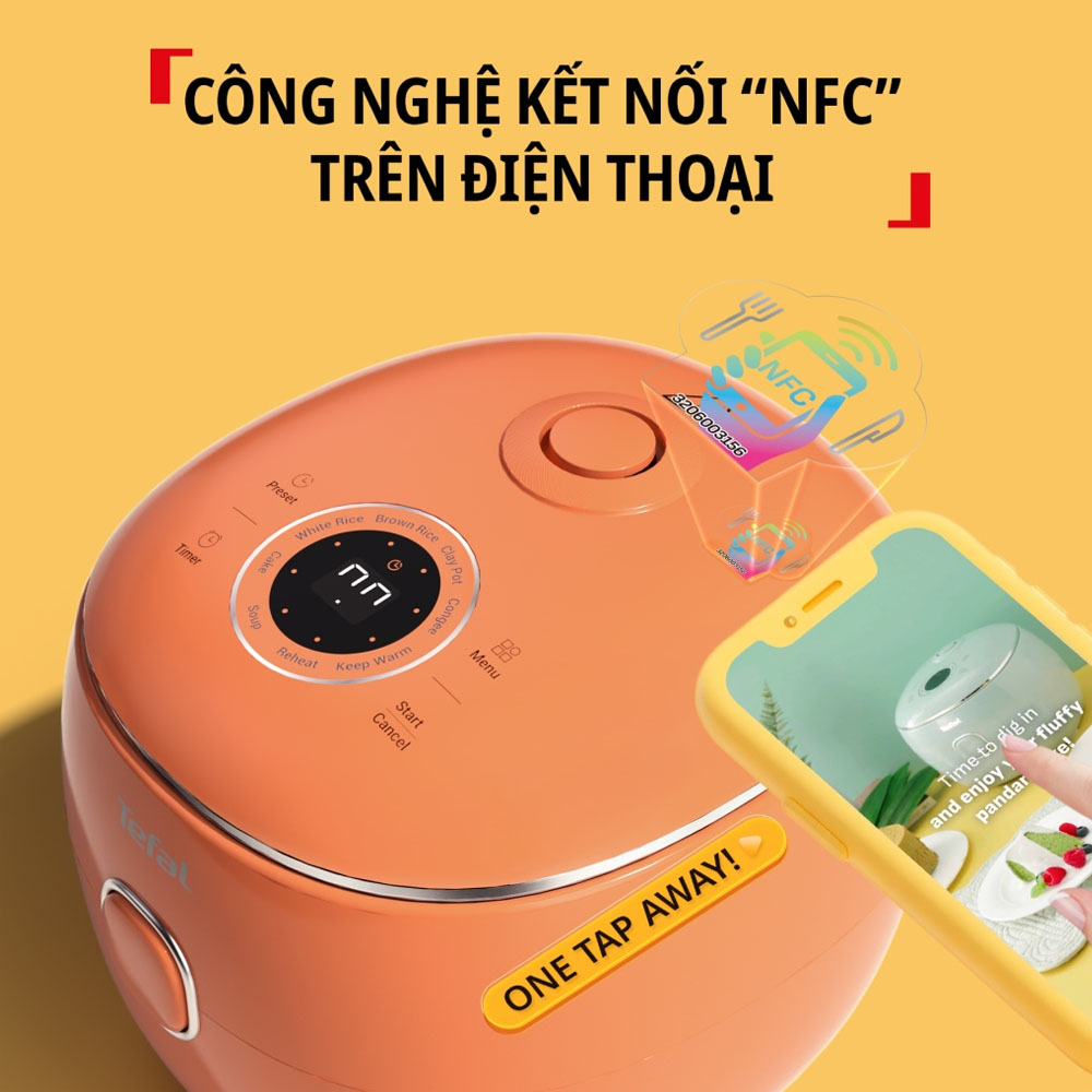 Nồi Cơm Điện Tử Mini Tefal Pop RK535TY0 tích hợp công nghệ NFC