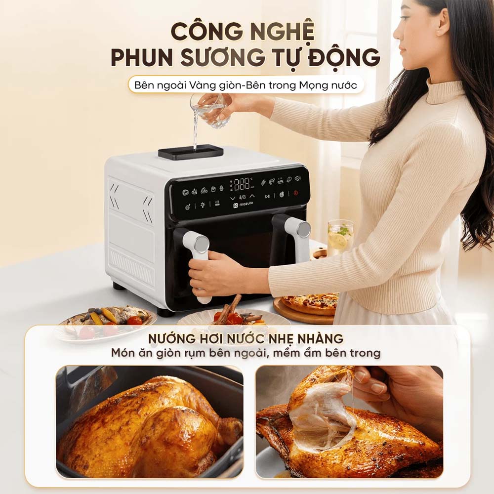 Nồi Chiên Masuto MSPPrimeAir tích hợp công nghệ phun sương tự động