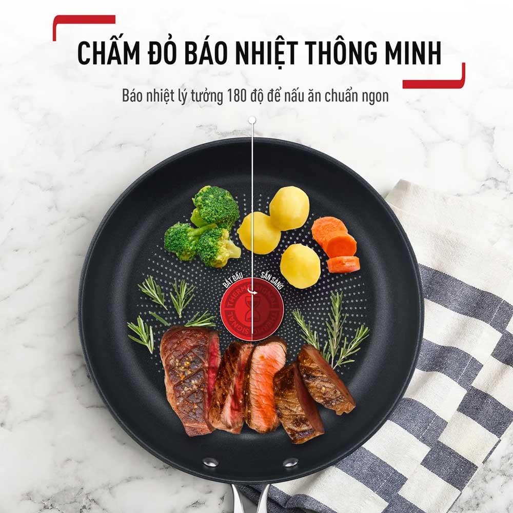 Chảo Chiên Inox Tefal Duetto Plus tích hợp công nghệ Thermo-Signal®