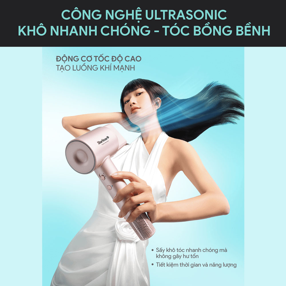 Máy Sấy Tóc Tốc Độ Cao BlueStone HDB-1975 ứng dụng công nghệ Ultrasonic
