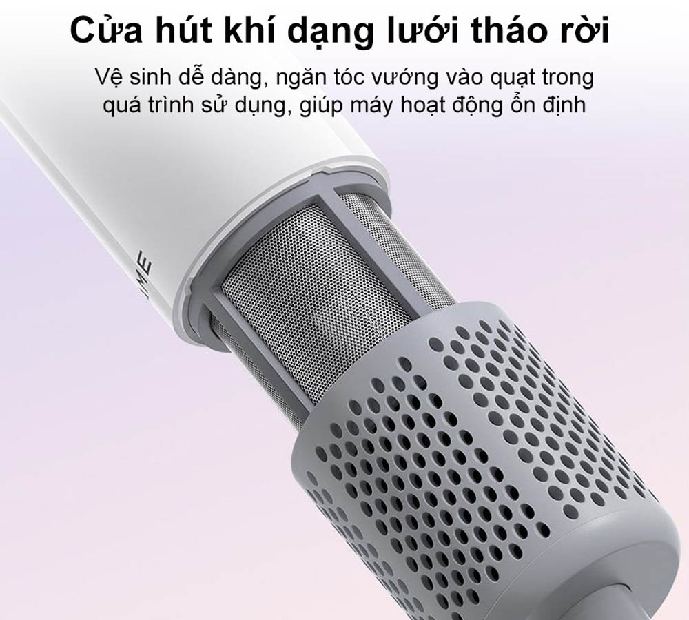 Cửa hút khí dạng lưới tháo rời, ngăn tóc vướng vào quạt trong quá trình sấy