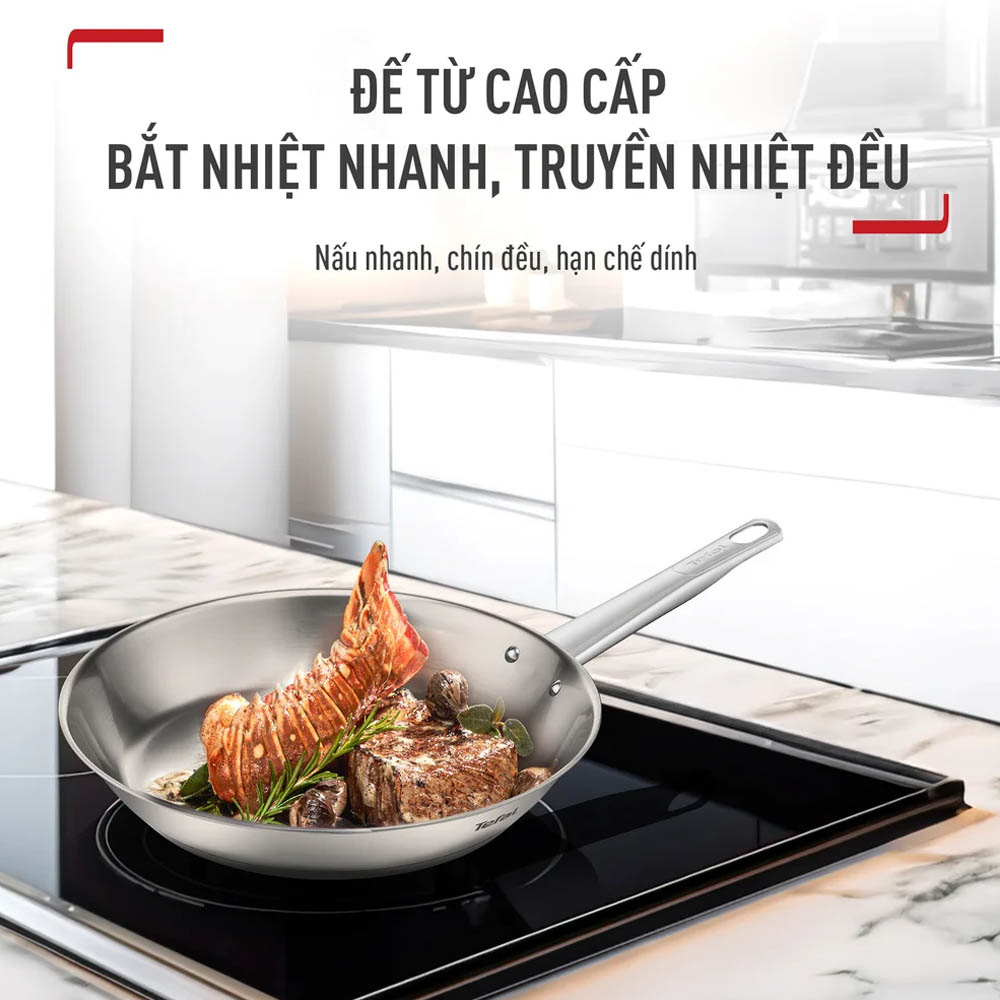 Chảo Inox Professional Tefal B9210595 26cm trang bị đáy bằng thép bắt từ