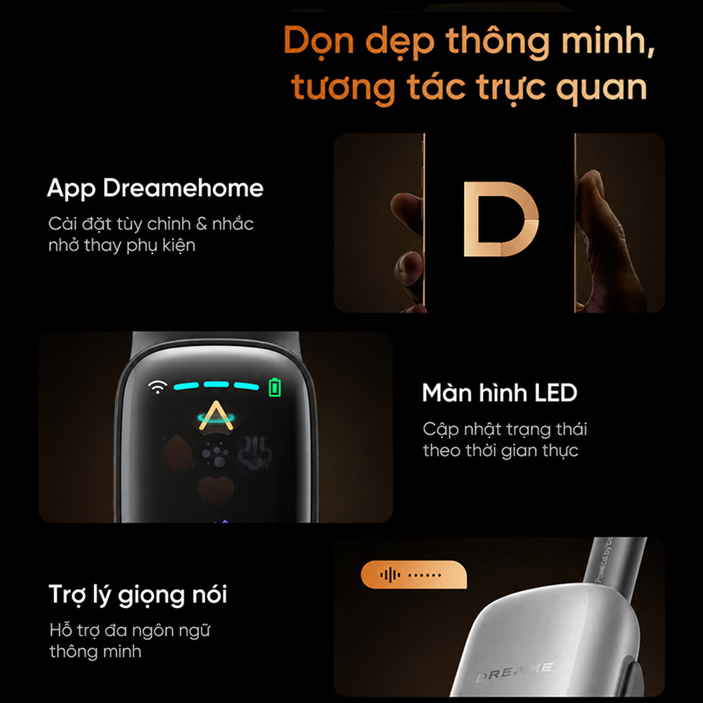 Máy Hút Bụi Lau Nhà Dreame H16 Pro TriForce cho phép kết nối app