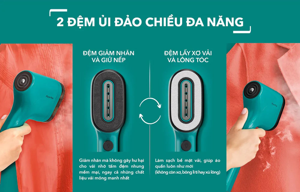 Đầu ủi tháo rời tiện dụng với 2 mặt chuyên dụng làm phẳng quần áo hiệu quả