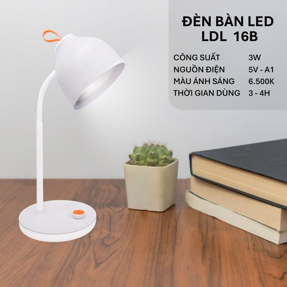 Đèn Bàn LED Điện Quang ĐQ LDL16B 3 W cung cấp quang thông đạt 220Lm