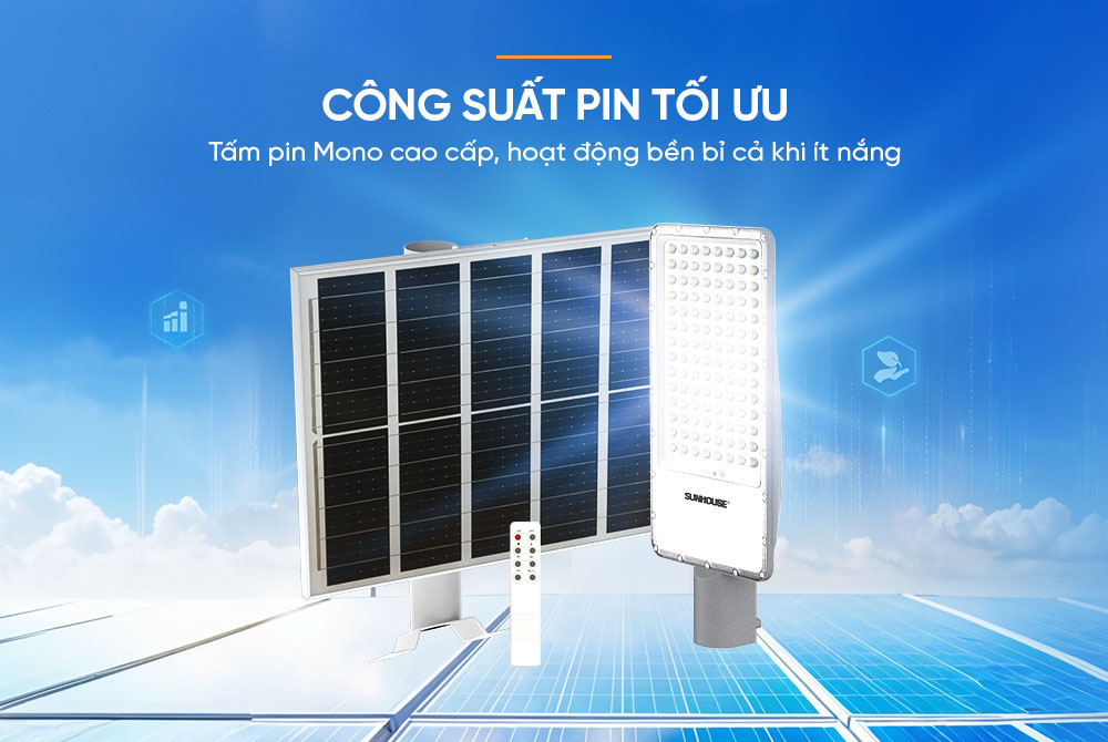 Đèn Eco Sunhouse SHE-LECRTSE01.200W trang bị tấm pin Mono hiệu suất cao