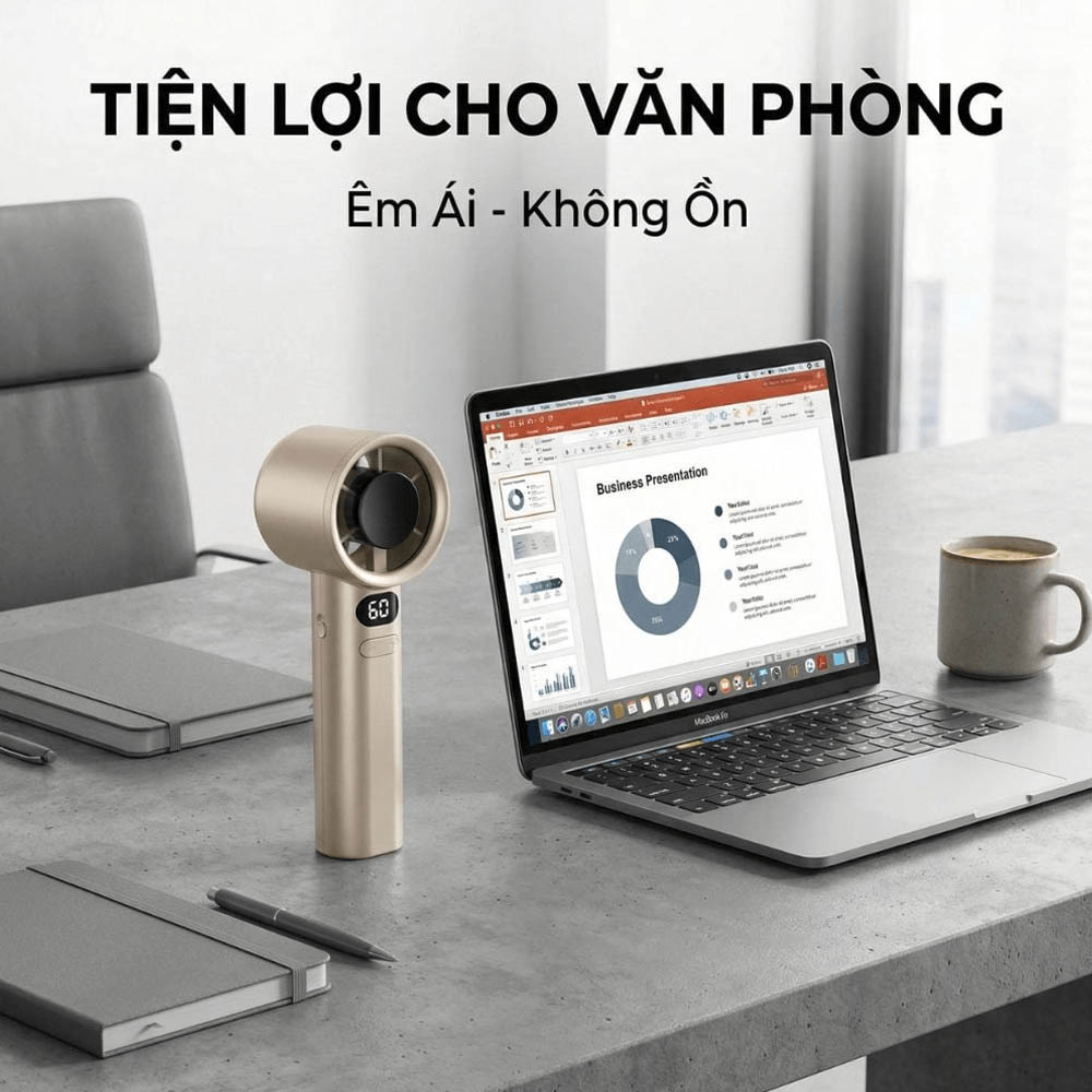 Quạt Cầm Tay Mini Kachi MK442 tích hợp động cơ không chổi than 