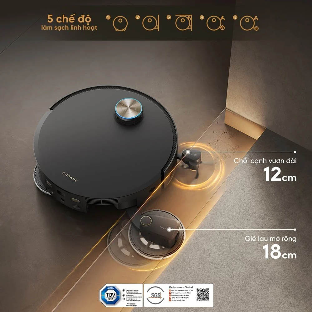 Dreame X60 Ultra Extreme Màu Đen làm sạch mọi góc khuất