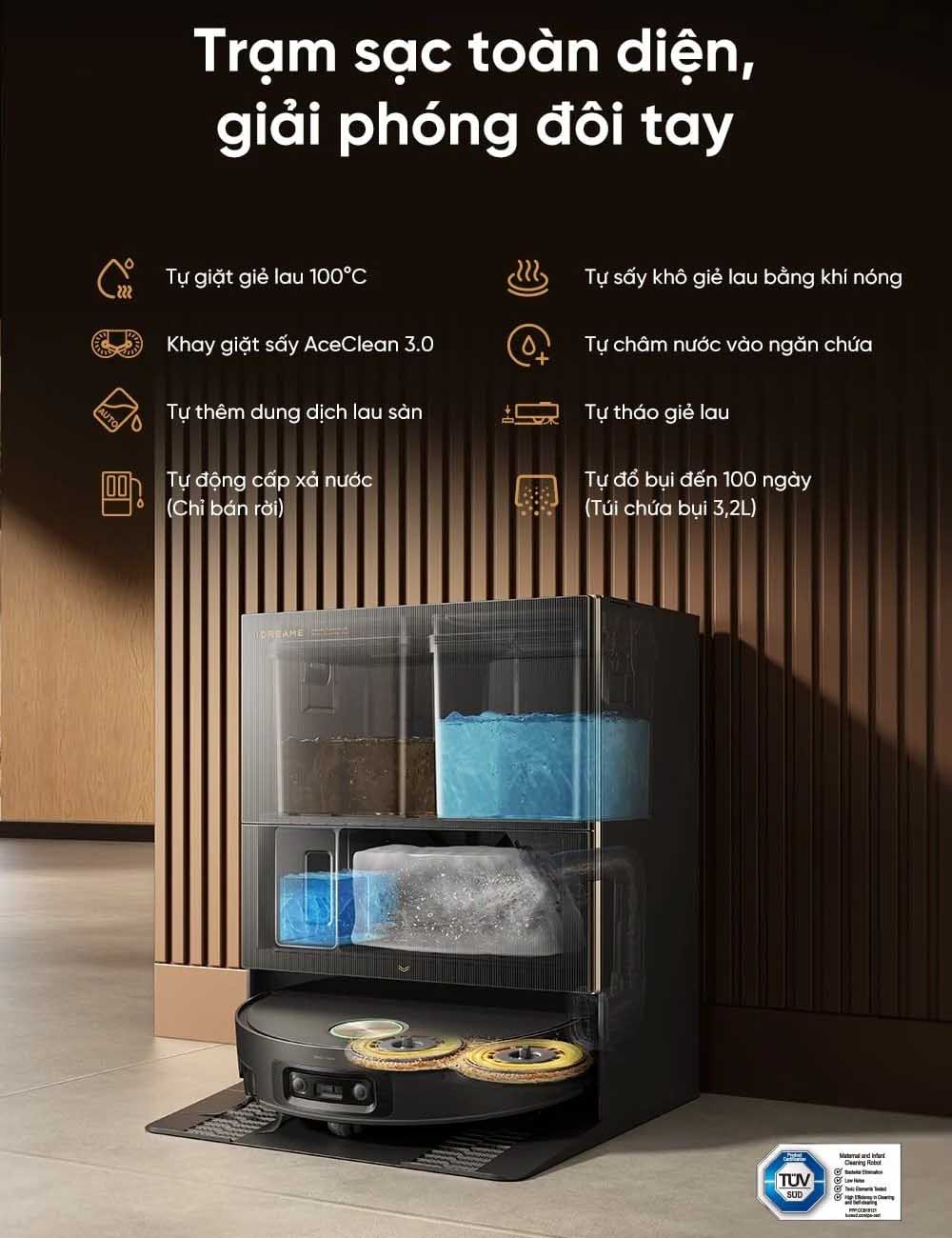 Dreame X60 Ultra Extreme Màu Đen giải phóng đôi tay
