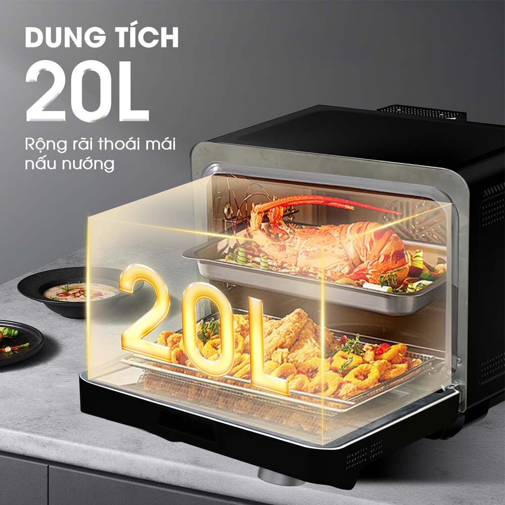 Lò Chiên Không Dầu Kết Hợp Hấp Kalite Fusion Pro sở hữu dung tích 20 lít
