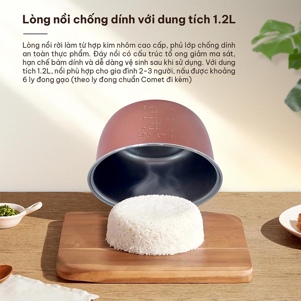 Lòng nồi chống dính 1.2L bền bỉ, an toàn sức khỏe