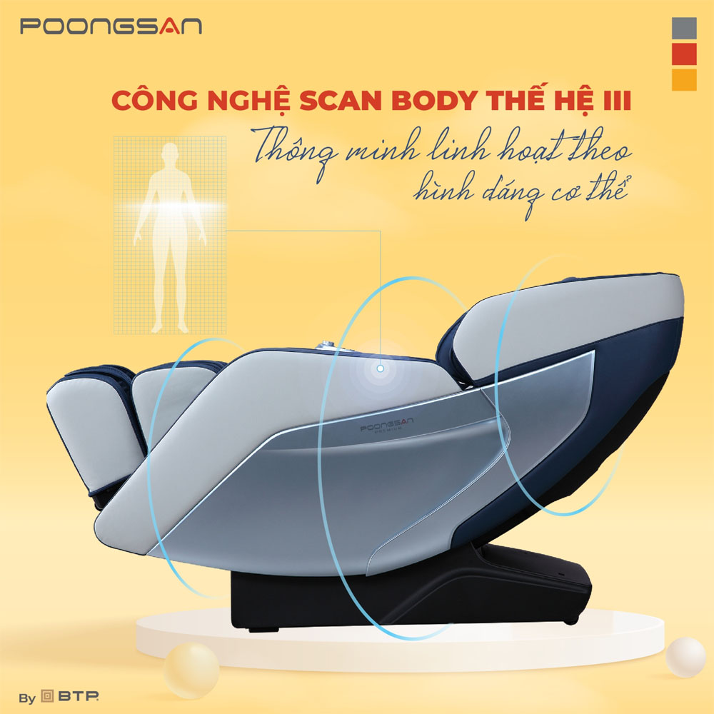 Ghế Massage Cao Cấp Poongsan MCP-804 nhận diện vóc dáng cơ thể