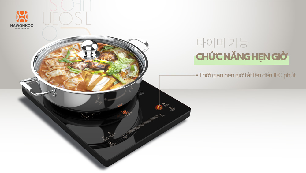 Chức năng hẹn giờ tắt lên đến 180 phút tiết kiệm thời gian nấu