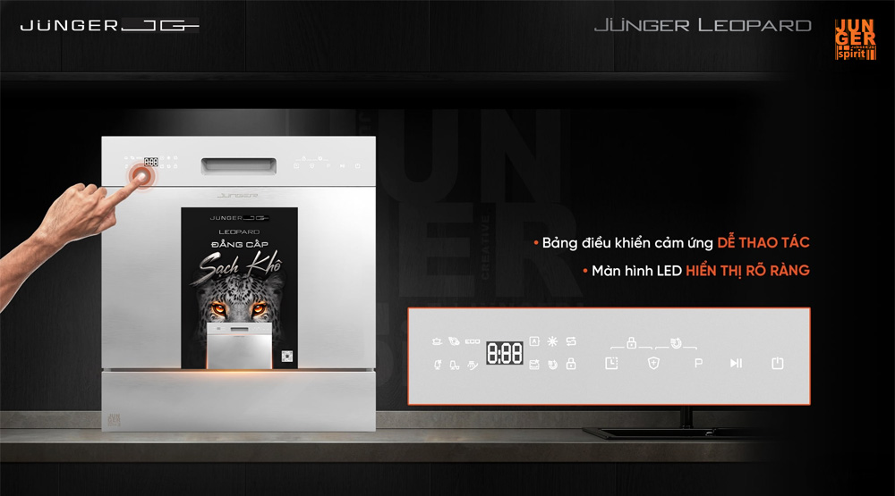 Máy rửa bát Junger DWJ-100 điều khiển cảm ứng