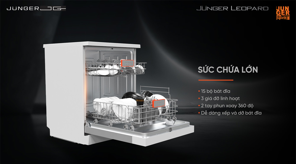 Máy rửa bát DWJ-140 dung tích 15 bộ châu Âu