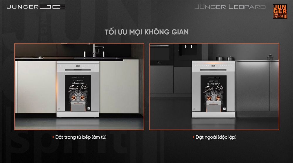 Máy rửa bát Junger DWJ-140 tối ưu không gian