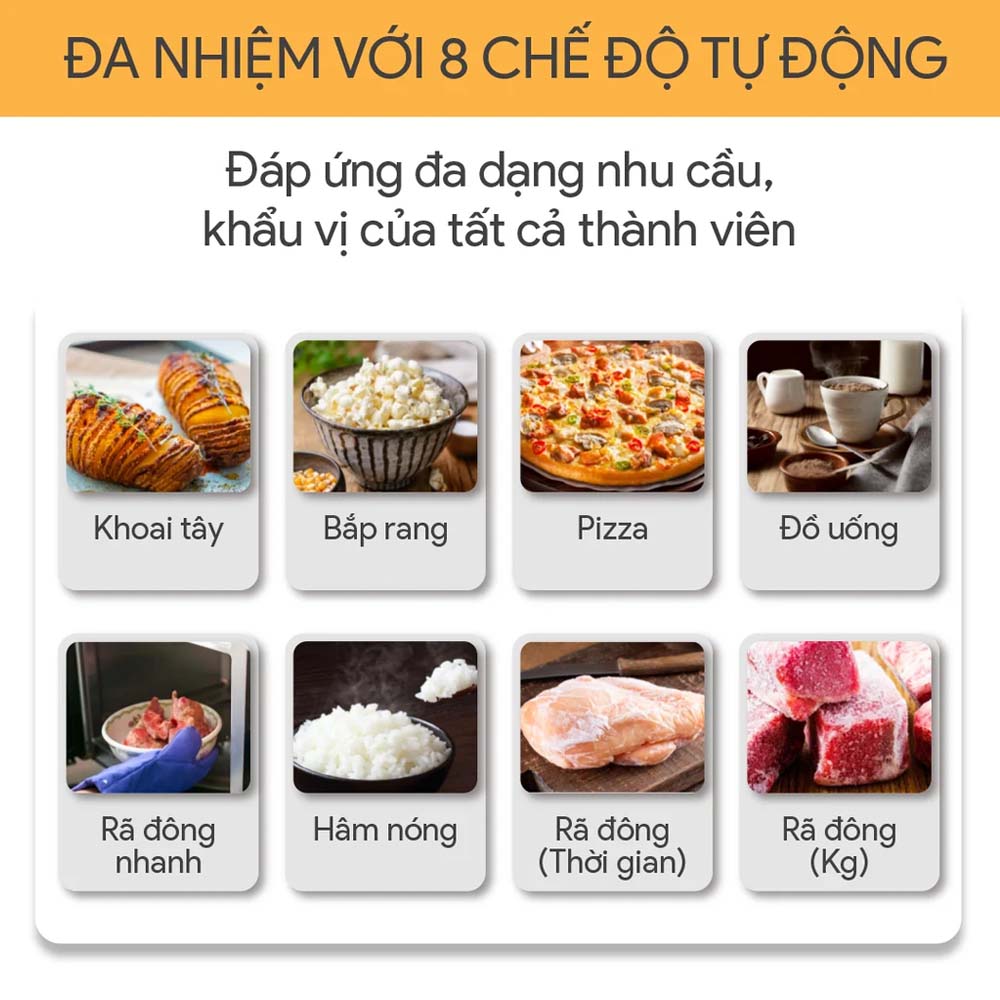 8 chế độ nấu tự động đáp ứng nhu cầu sử dụng đa dạng của gia đình