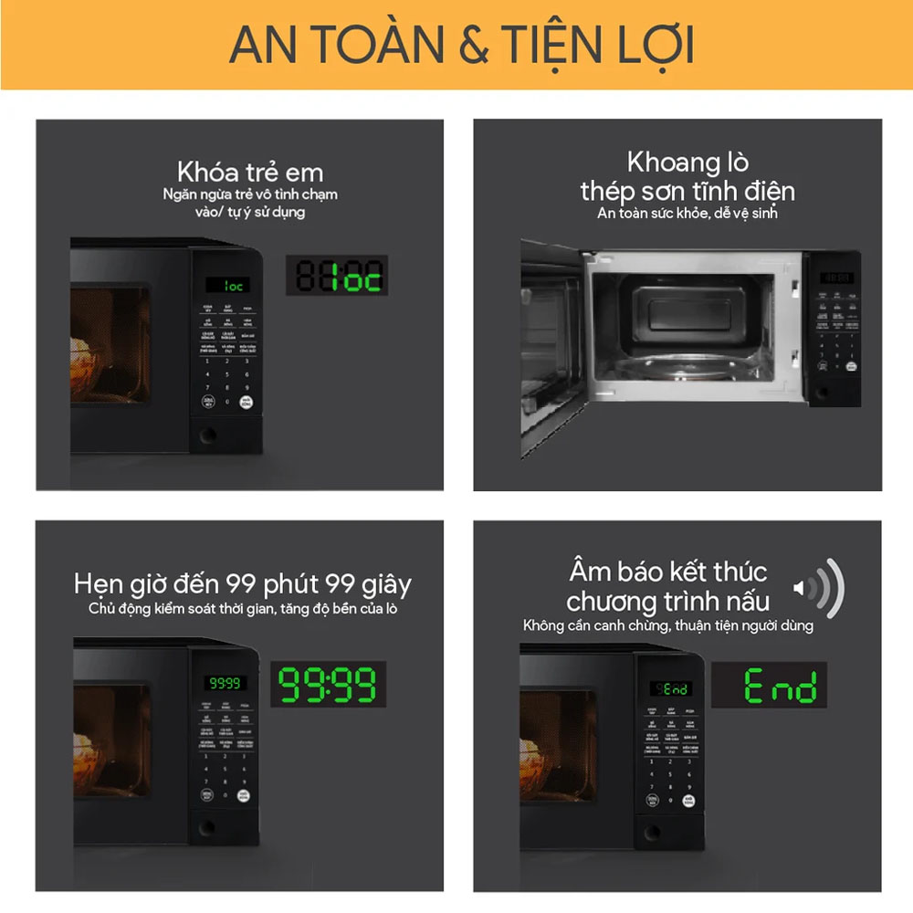 Lò Vi Sóng BlueStone MOB-7817 tích hợp các tính năng tiện ích, an toàn