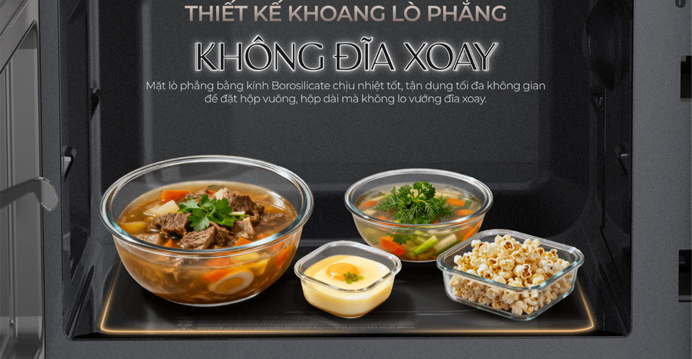 Bề mặt phẳng giúp việc vệ sinh khoang lò dễ dàng, thuận tiện hơn