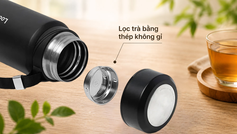 Lock&Lock STS Top Tumbler LHC6180BLK hỗ trợ lọc trà bằng thép không gỉ