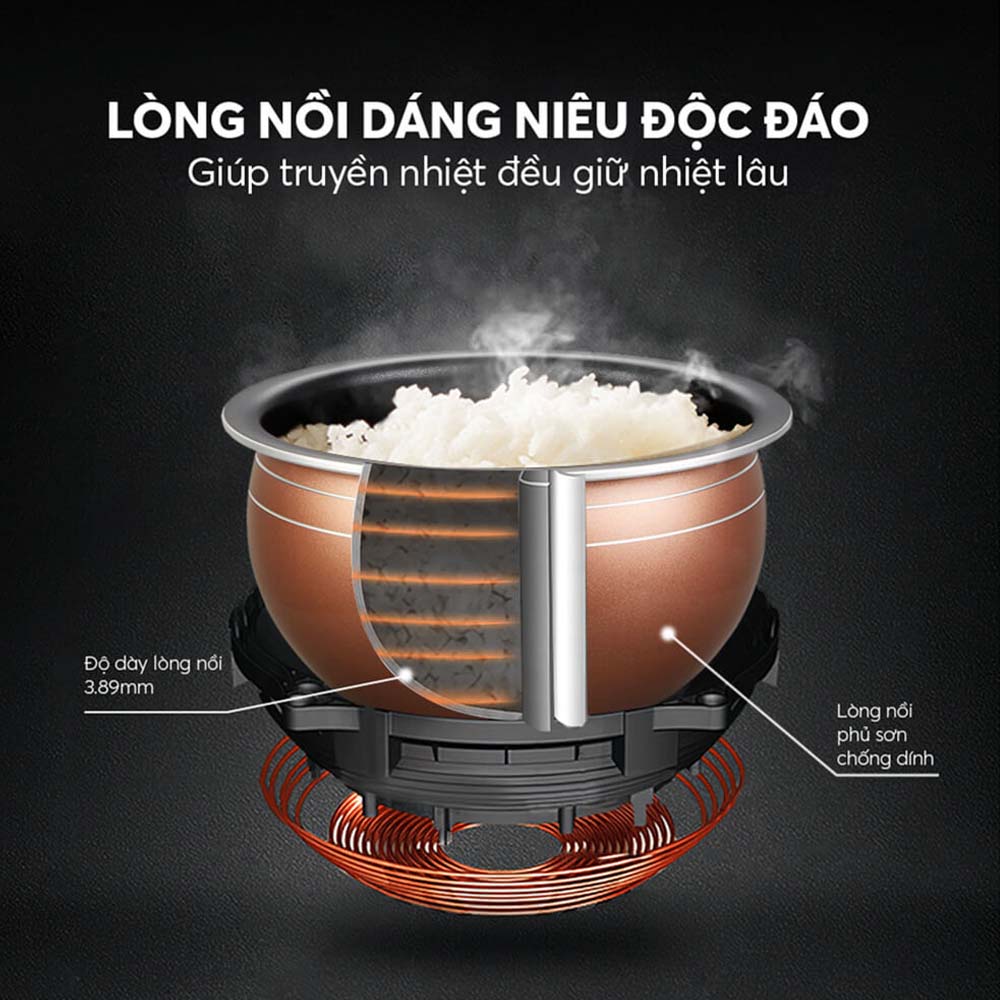 Nồi Cơm Điện Elmich RCE-9129 trang bị lòng nồi nhôm phủ chống dính