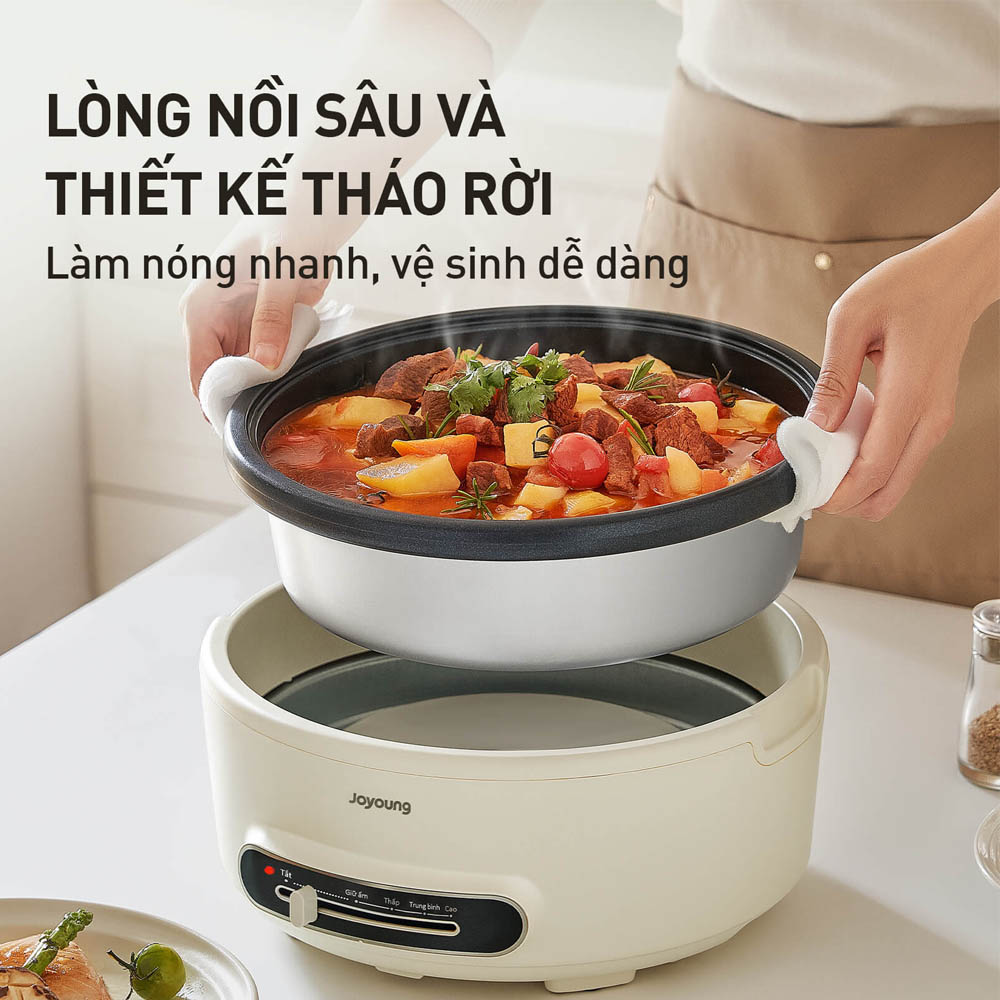 Nồi Lẩu Đa Năng Joyoung JHP-218 trang bị lòng nồi nhôm phủ sơn chống dính