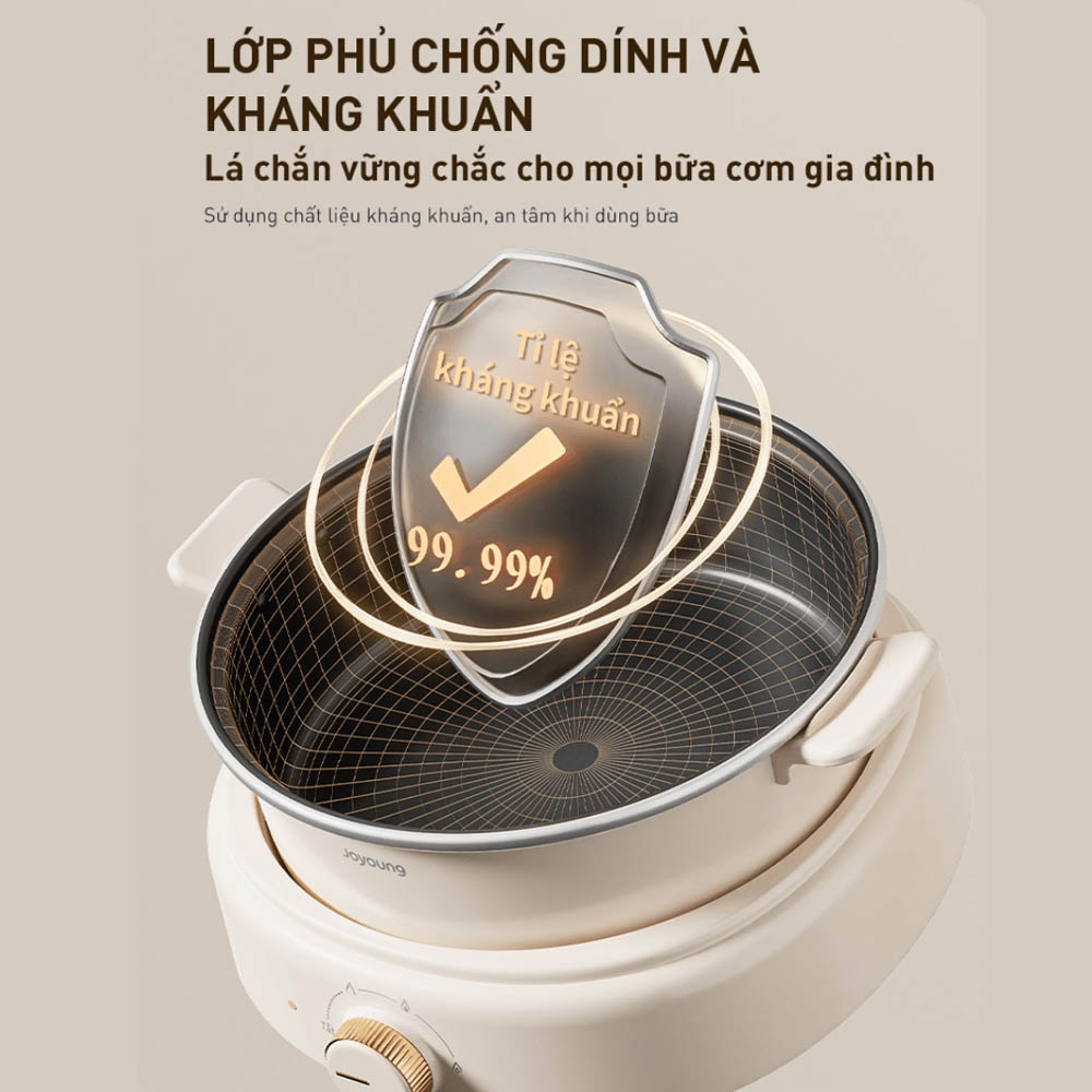 Joyoung JHP-525 sở hữu lòng nồi phủ chống dính kết hợp kháng khuẩn